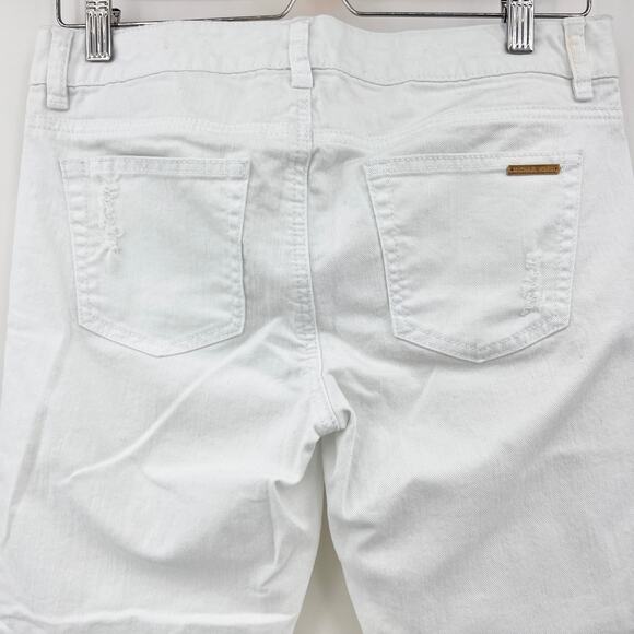Michael Kors US 4 Womens White Distressed Low Rise Izzy Cropped Skinny Jeans - Picture 4 of 14